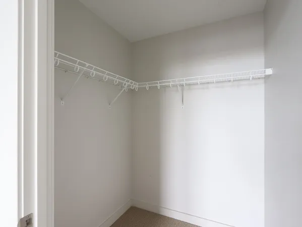 a view of an empty walk in closet