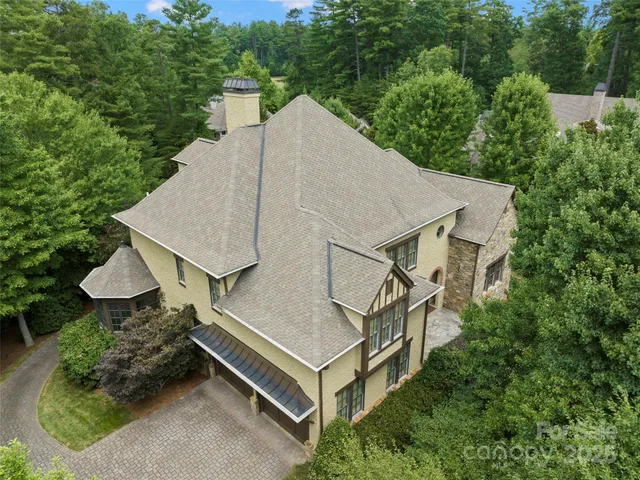 an aerial view of a house