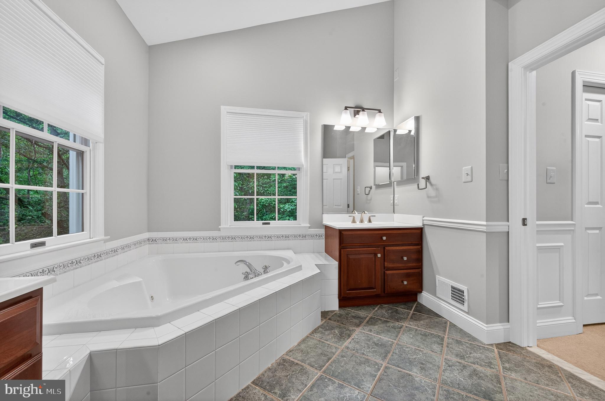 6601 Colchester Road Fairfax Station, VA 22039 - Photo 37 of 78 a spacious bathroom with a tub sink and mirror