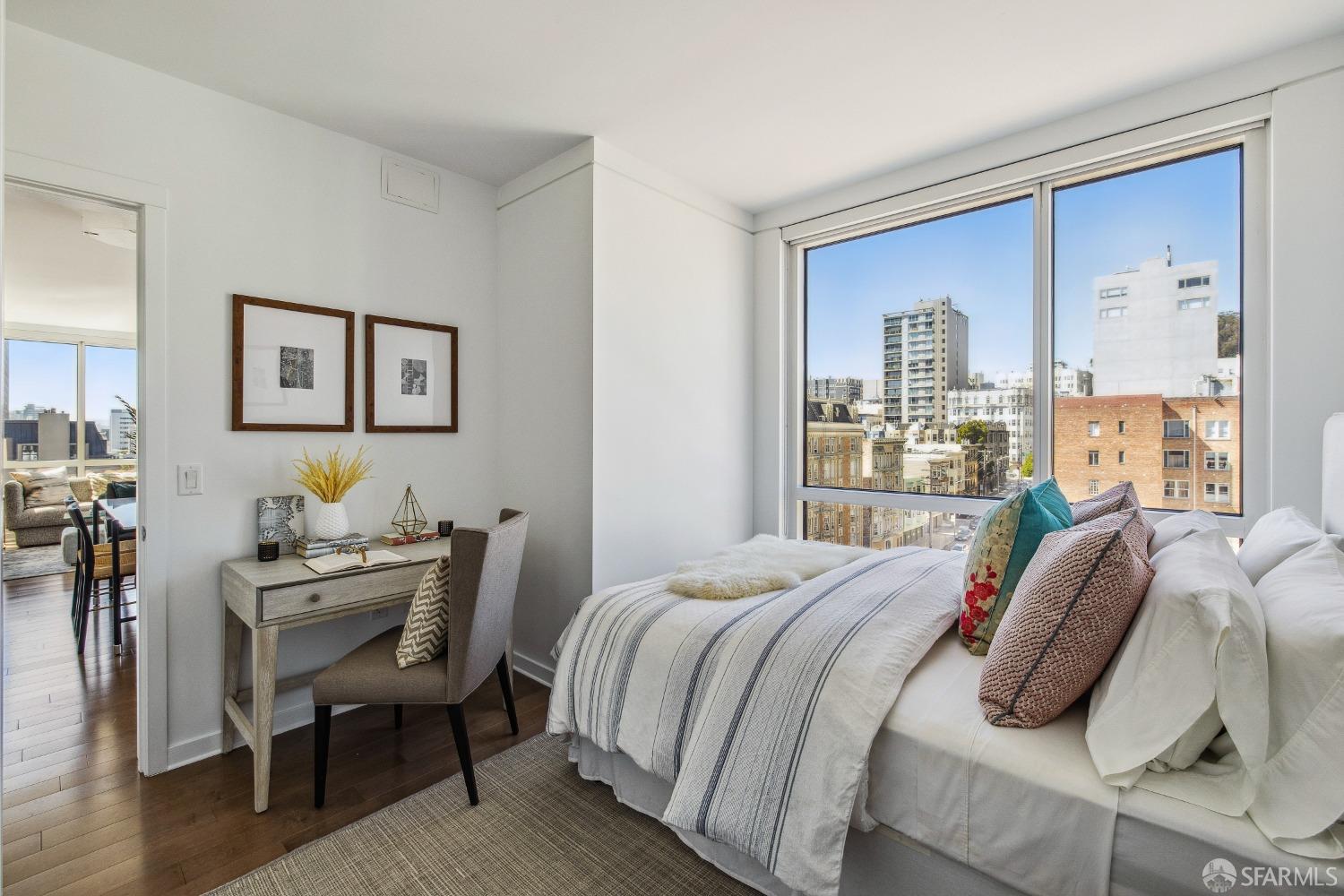 1788 Clay Street, Unit 807 San Francisco, CA 94109 - Photo 20 of 28 a bedroom with a bed and a window