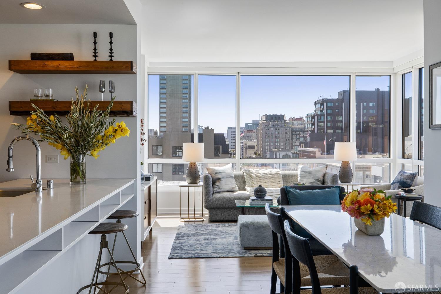 1788 Clay Street, Unit 807 San Francisco, CA 94109 - Photo 6 of 28 a living room with furniture and a floor to ceiling window