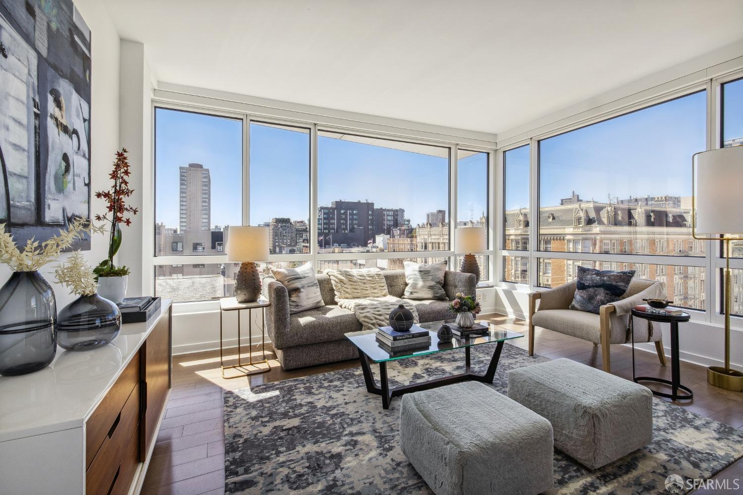 1788 Clay Street, Unit 807 San Francisco, CA 94109 - Photo 7 of 28 a living room with furniture and a large window