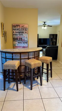a view of a dining area with furniture