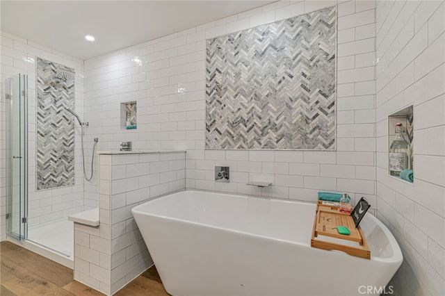 a bathroom with a bathtub