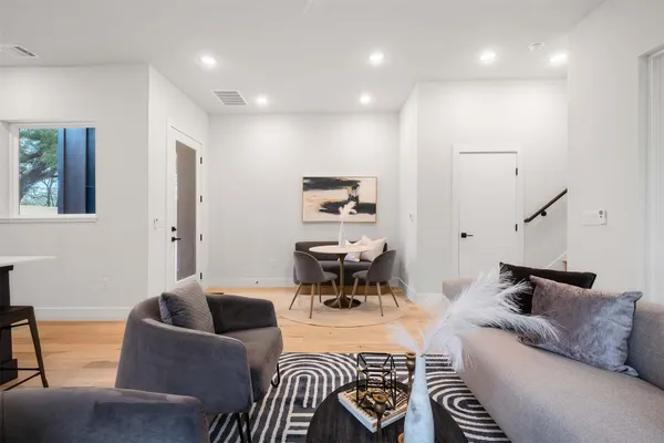 a living room with furniture