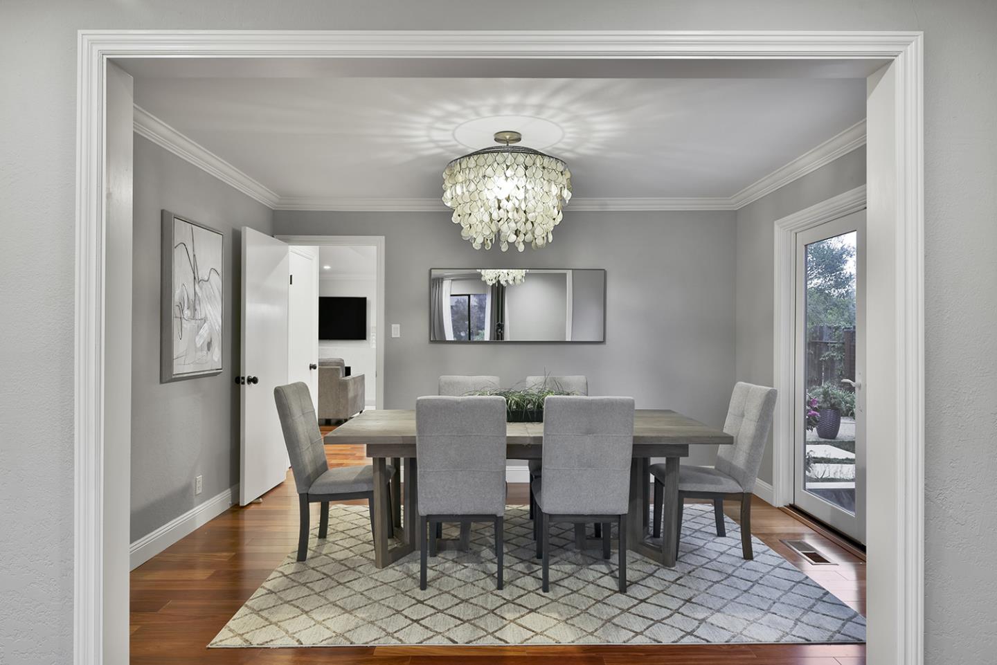 20 Tea Tree Court Hillsborough, CA 94010 - Photo 44 of 100 a view of a dining room with furniture and chandelier