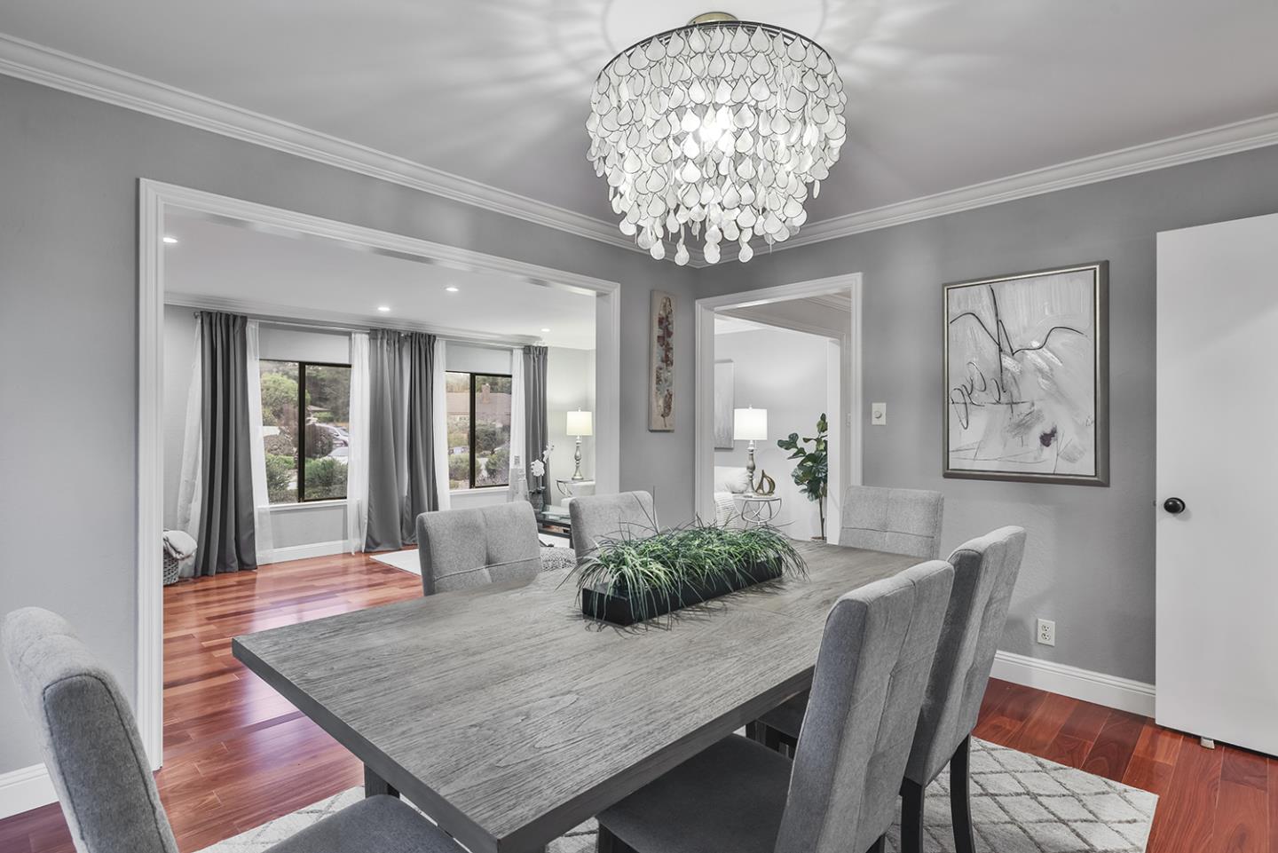 20 Tea Tree Court Hillsborough, CA 94010 - Photo 48 of 100 a view of a dining room with furniture and chandelier