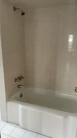 a bathroom with a bathtub