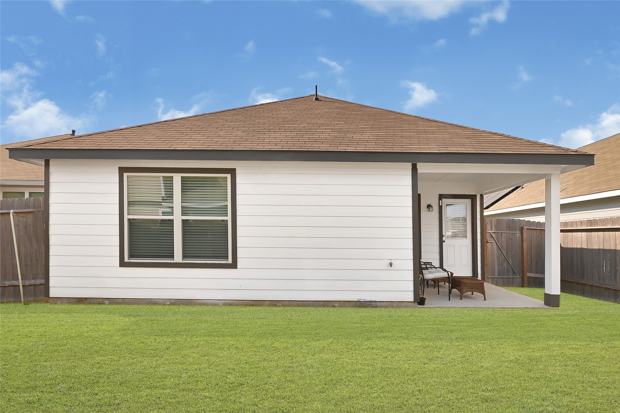 1329 Mount Blanc Path Conroe, TX 77301 - Photo 22 of 23 a view of a backyard with a garden and staircase