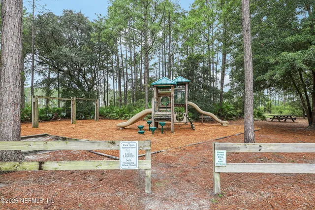a view of a park with slide