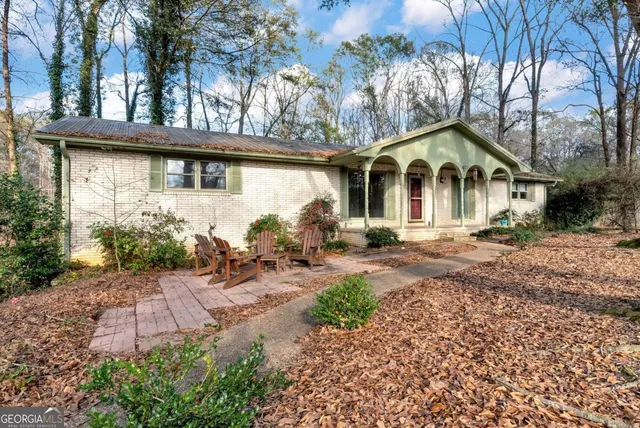 a view of a building with a patio