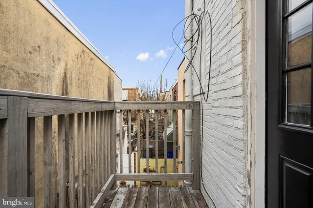 a view of wooden balcony