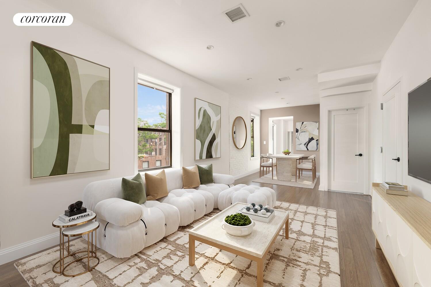 320 Macon Street, Unit 3 Brooklyn, NY 11216 - Photo 3 of 11 a living room with furniture and a wooden floor