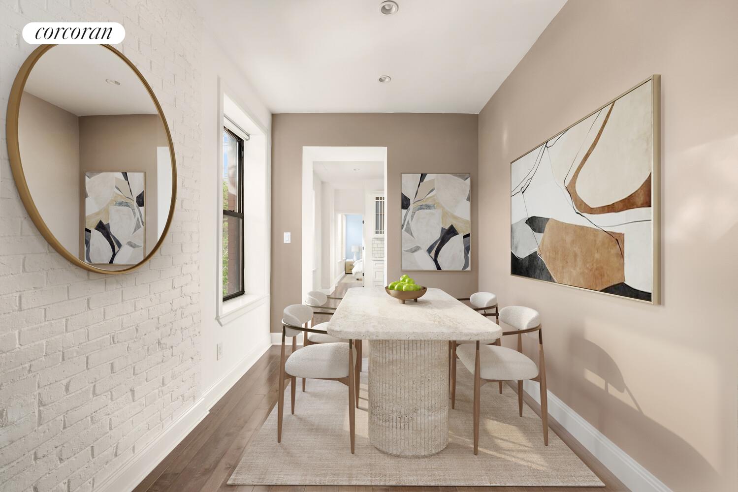 320 Macon Street, Unit 3 Brooklyn, NY 11216 - Photo 5 of 11 a view of a dining area with furniture and a mirror