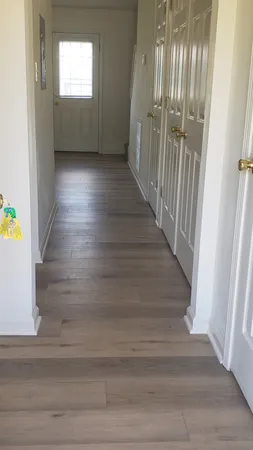 an empty room with windows