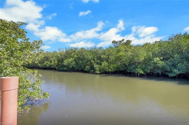 a view of a lake with a city