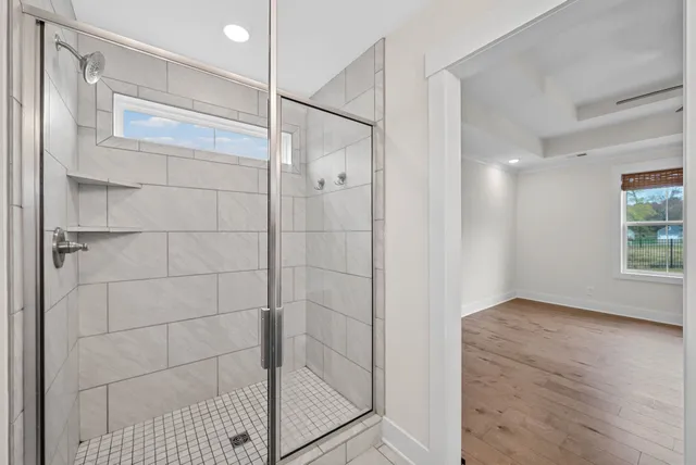 a bathroom with a shower