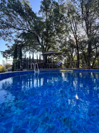 a view of swimming pool with trees