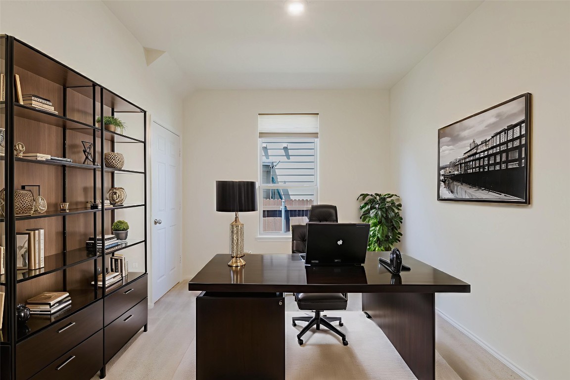 529 Gray Hawk Ridge Leander, TX 78641 - Photo 6 of 36 Office area with light wood finished floors and baseboards