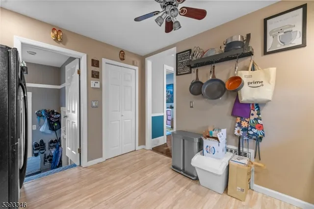 a bedroom with a bed and furniture