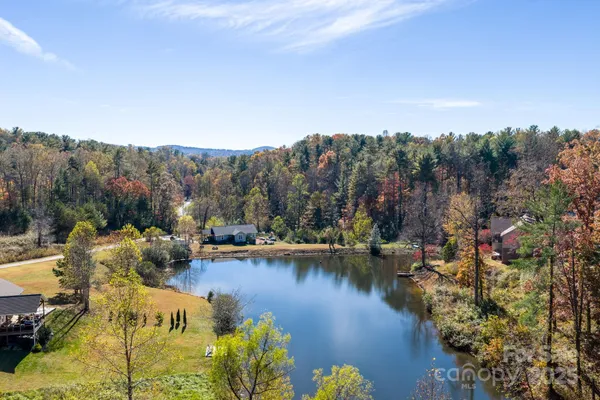 a view of a lake with a mountain