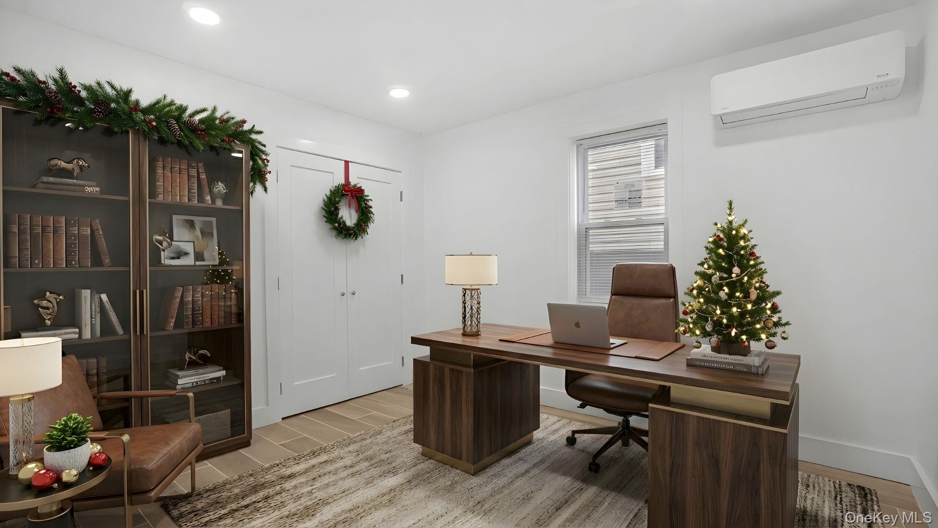 3968 Duryea Avenue Bronx, NY 10466 - Photo 6 of 30 Office area with a wall mounted AC, wood tiled floors, and recessed lighting