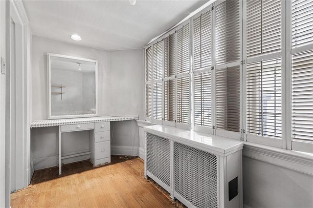 an empty room with windows