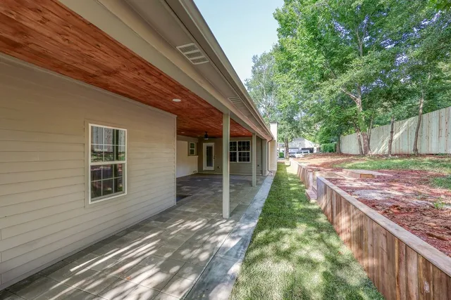 a view of backyard with large tree