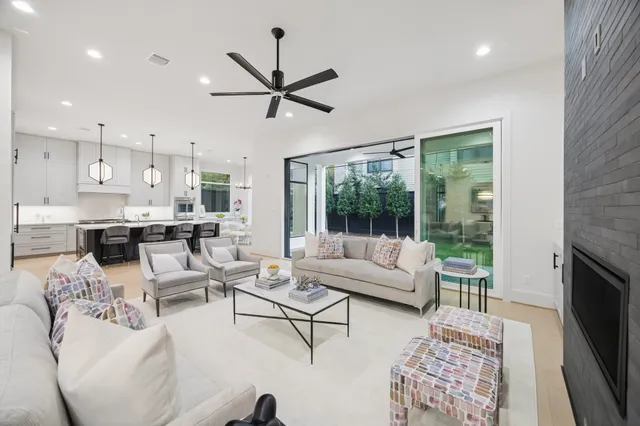 a view of kitchen with furniture and a table
