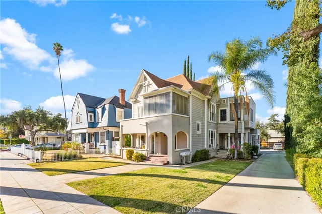 a view of a building with a swimming pool