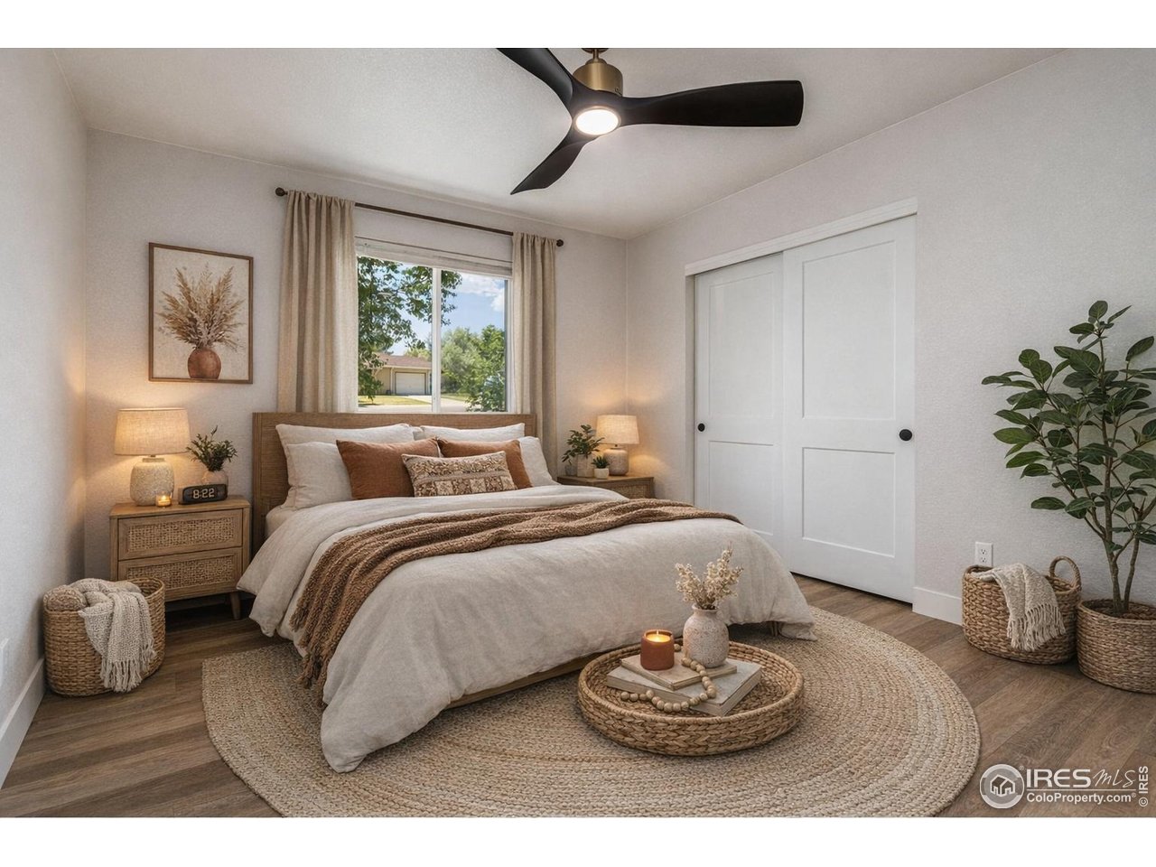 812 Rocky Road Fort Collins, CO 80521 - Photo 10 of 19 a bedroom with a bed and a potted plant