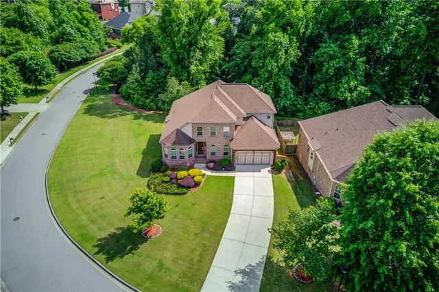 an aerial view of a house