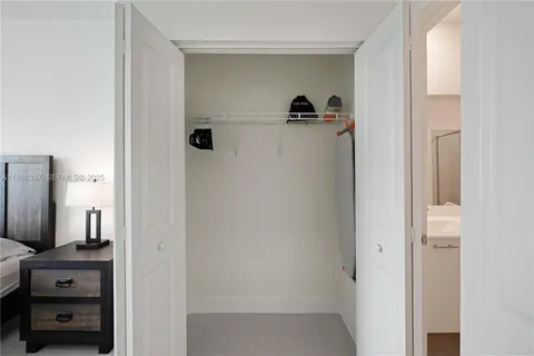 a view of a room with racks on the wall