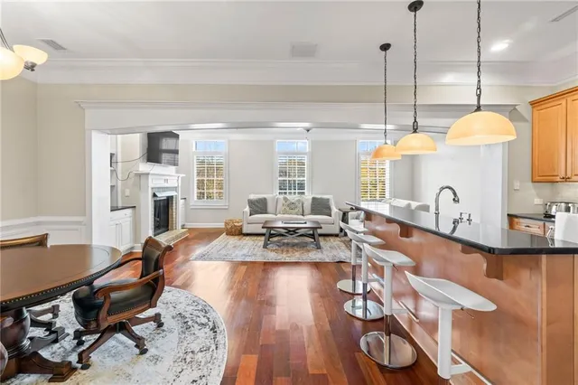 a kitchen with sink cabinets and outdoor living space