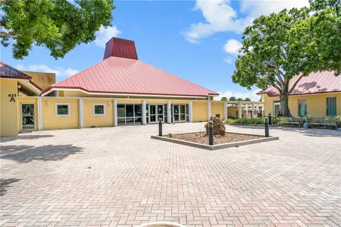 a view of a park with slide