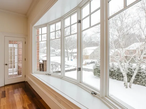 a view of a large window with an outdoor view