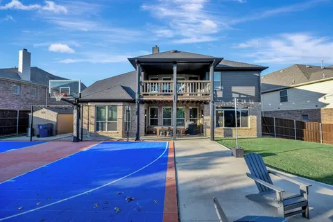 a view of a building with a patio