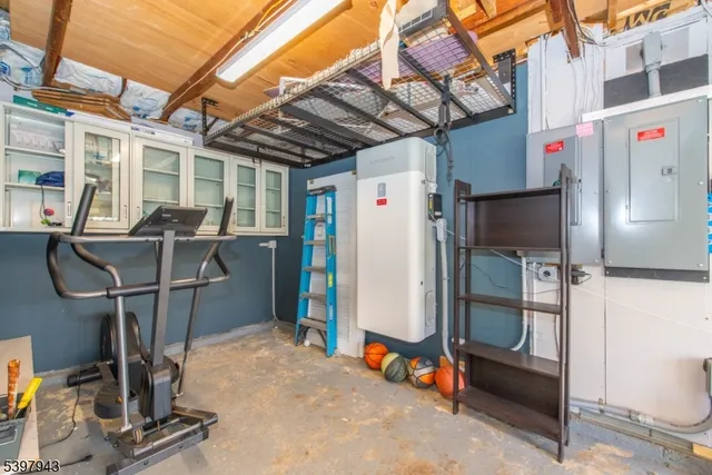 a view of a deck with a garden