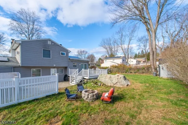 a garden view with a seating space