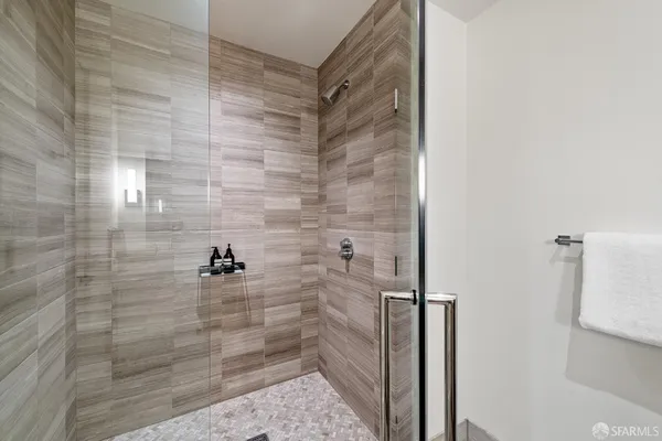 a bathroom with a shower