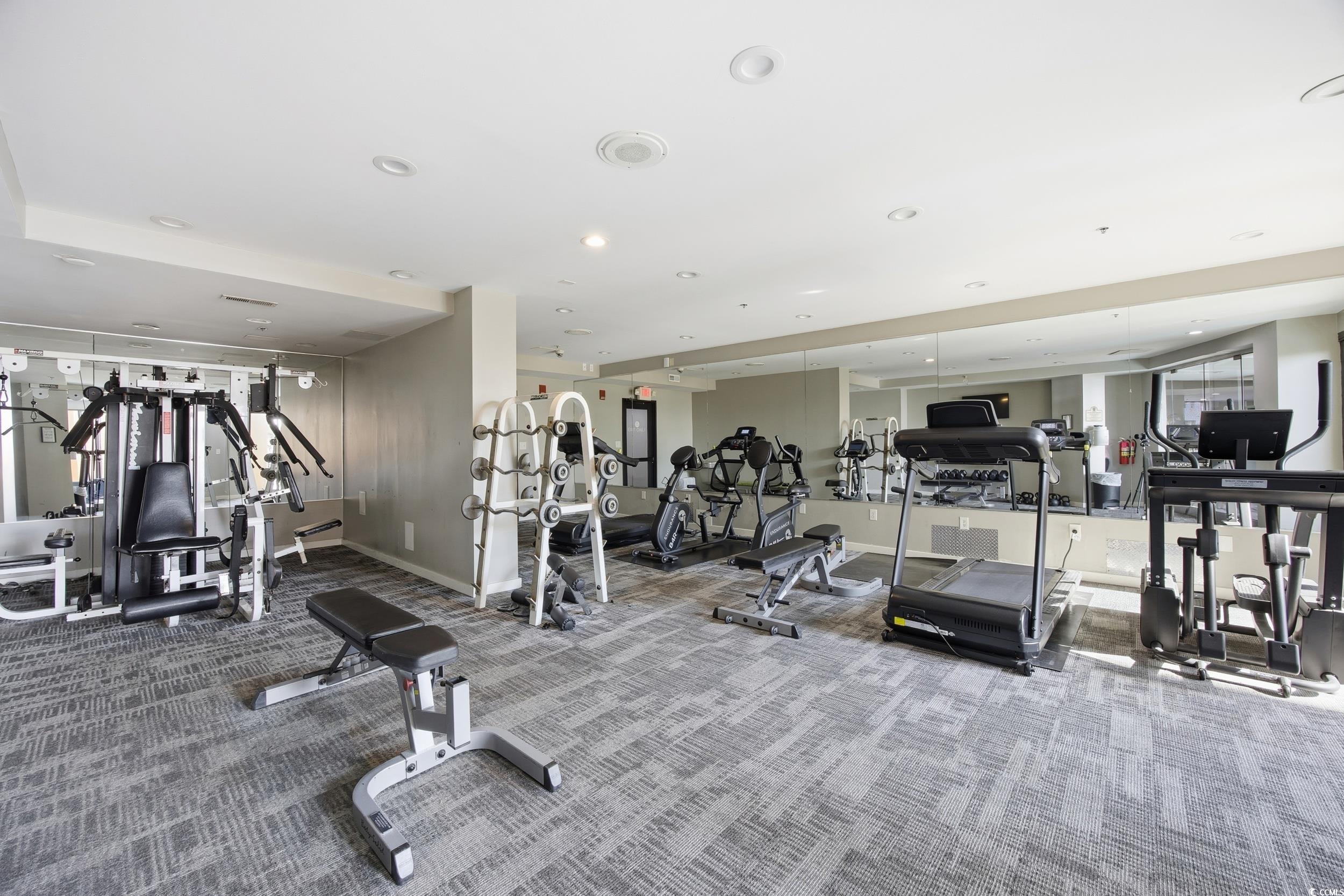 2710 North Ocean Boulevard, Unit 702 Myrtle Beach, SC 29577 - Photo 20 of 38 Gym featuring recessed lighting