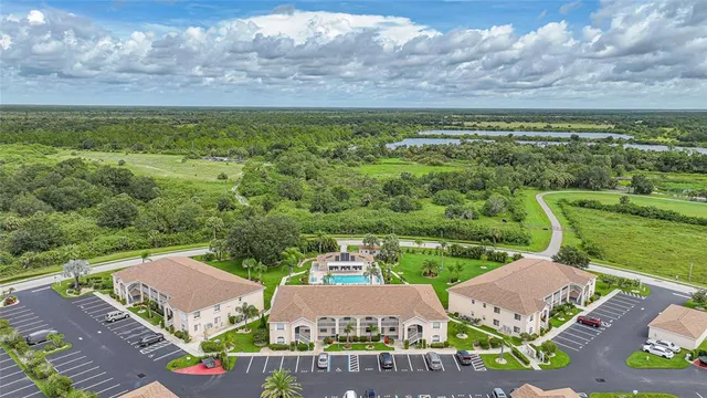 an aerial view of a house with a garden