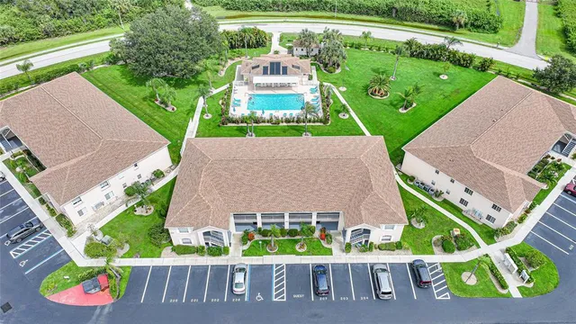 an aerial view of a house