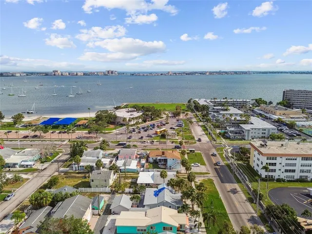 an aerial view of a house with a garden