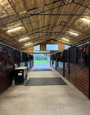 a view of a garage with furniture