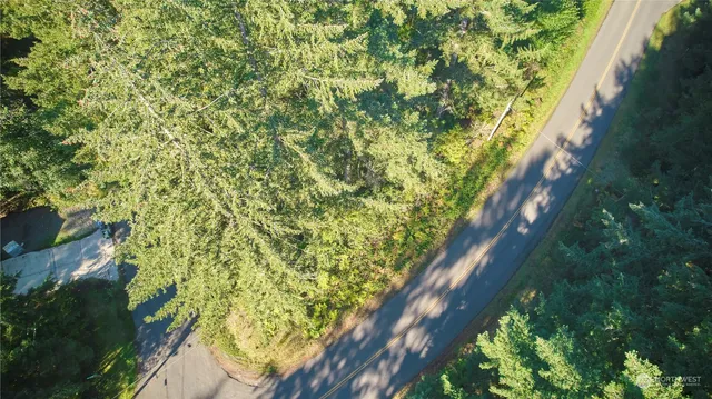 an aerial view of a residential houses with yard