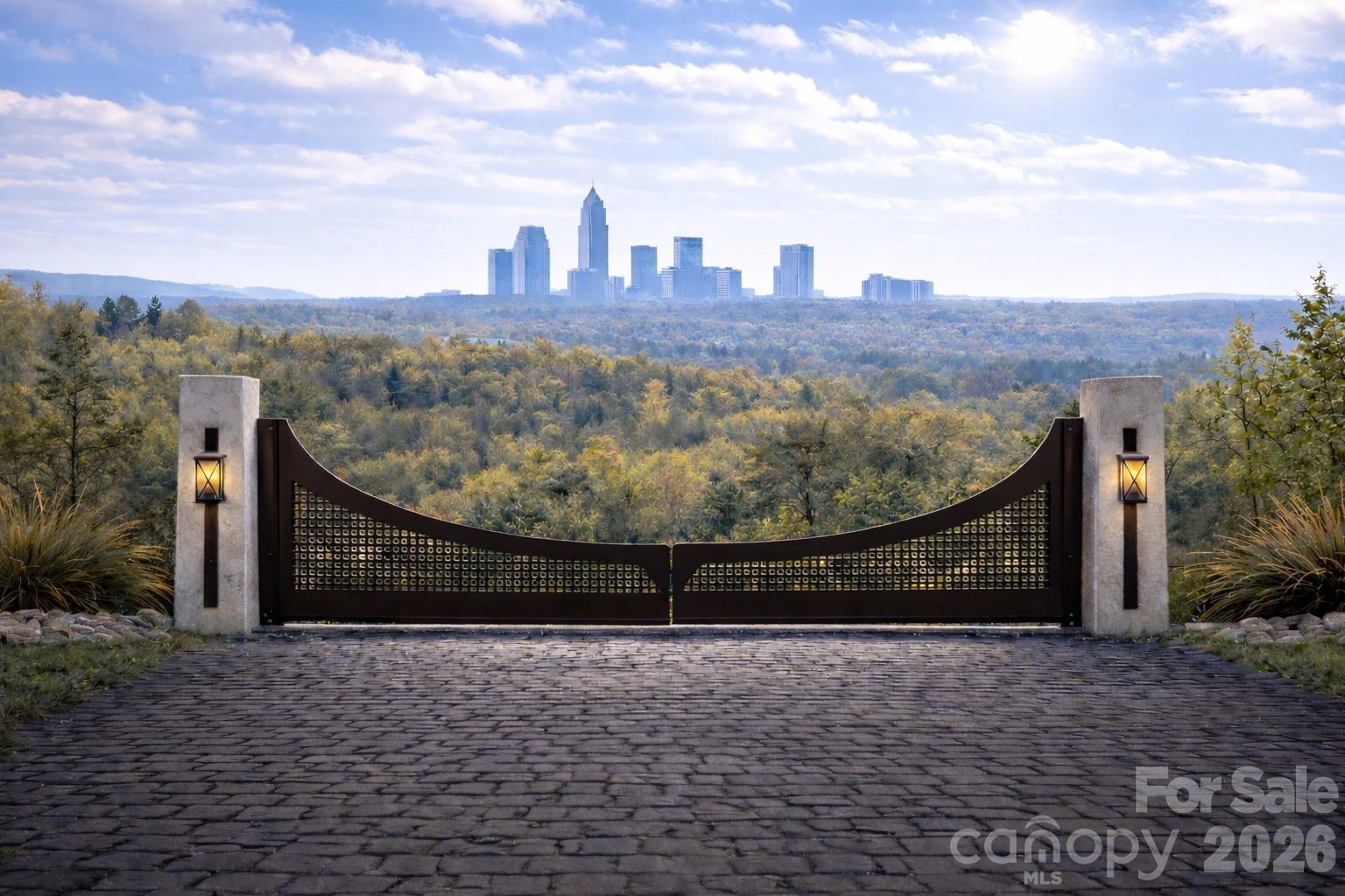 a view of a sky from a yard