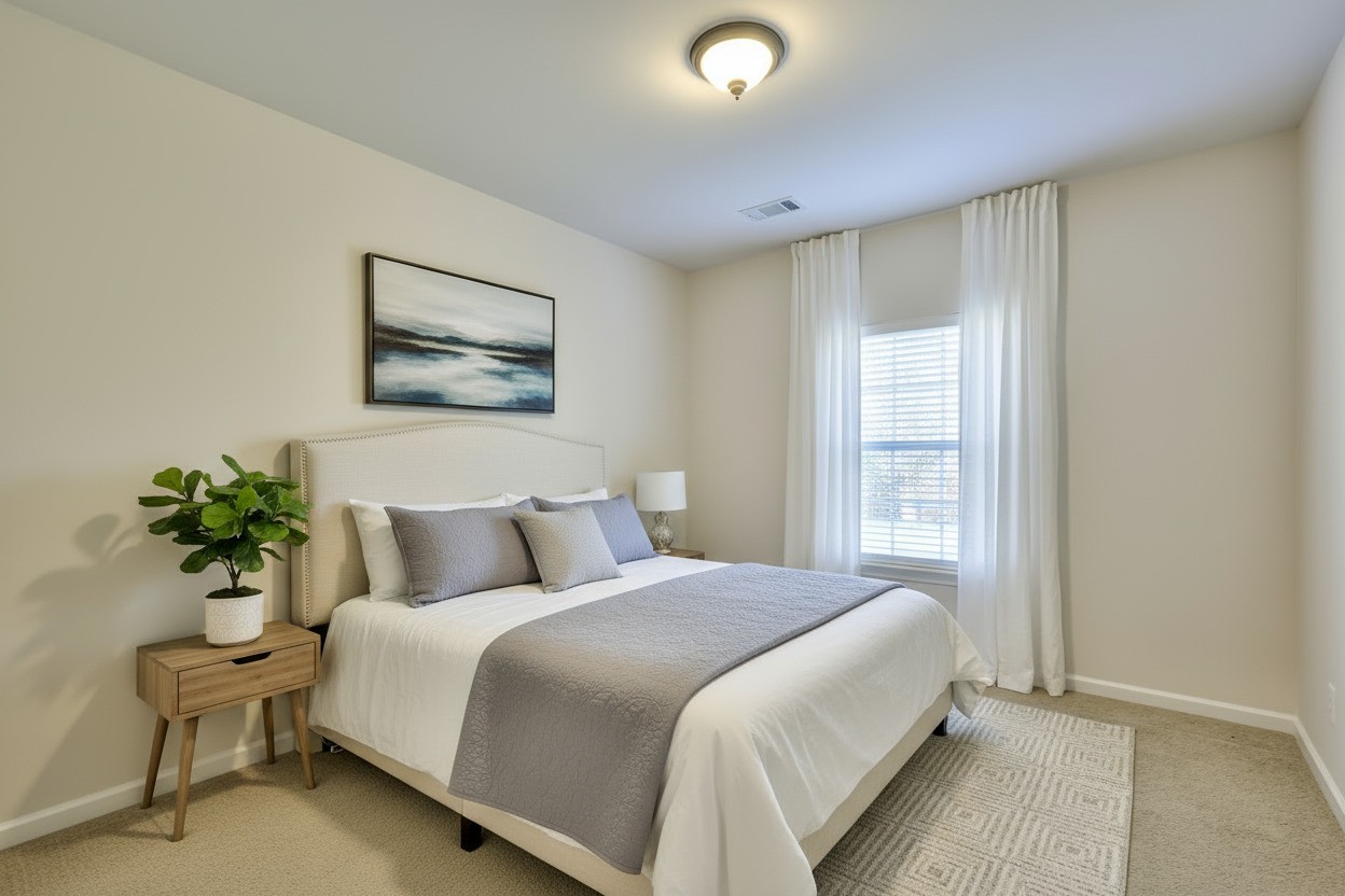 3104 Rutgers Pass Nolensville, TN 37135 - Photo 28 of 66 a bedroom with a large bed and a potted plant
