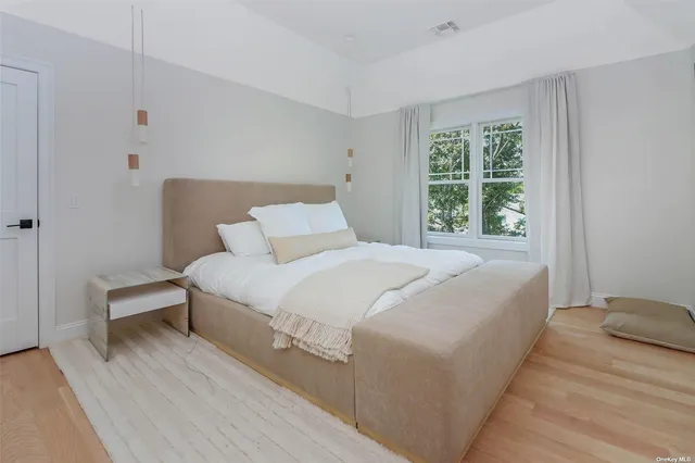 a view of a patio with couches and a potted plant on a street