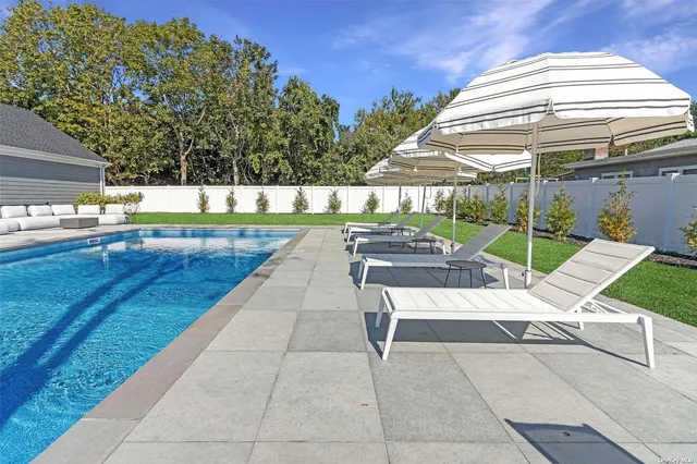 a view of backyard with outdoor seating and plants